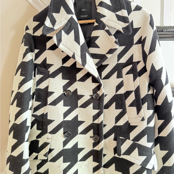 MANGO Houndstooth Buttoned cotton/wool coat - Picture 3 of 10